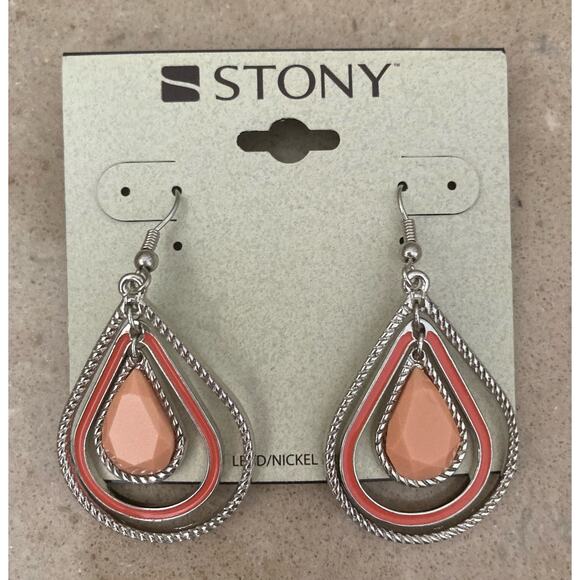 Stony Earrings Coral Teardrop - Picture 5 of 7